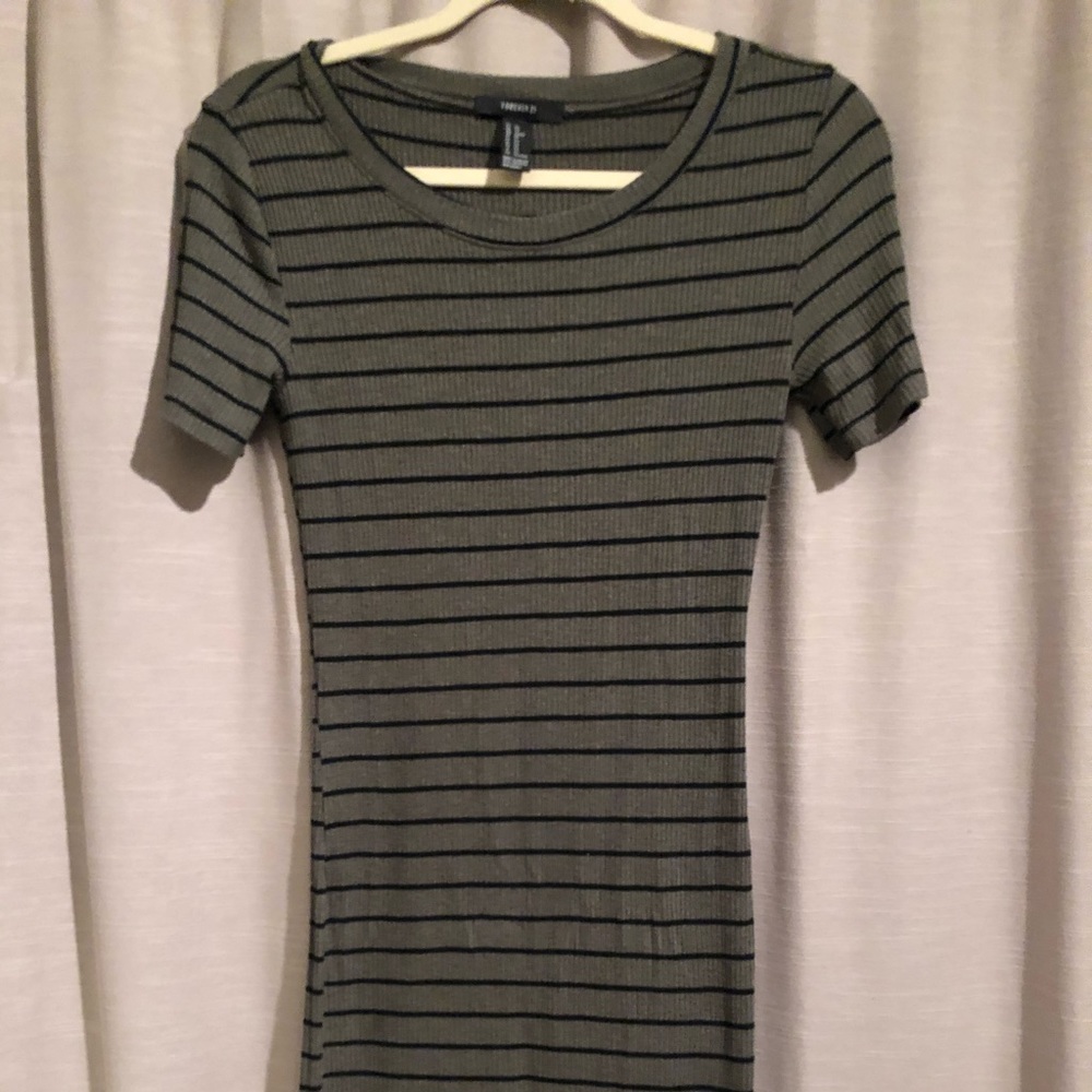 Olive green stripped bodycon dress